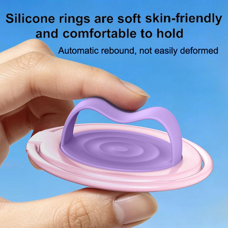 Supporto magnetico per telefono in silicone liquido con anello grande e rotazione a 360 gradi, a contrasto di colore.