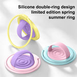 Supporto magnetico per telefono in silicone liquido con anello grande e rotazione a 360 gradi, a contrasto di colore.