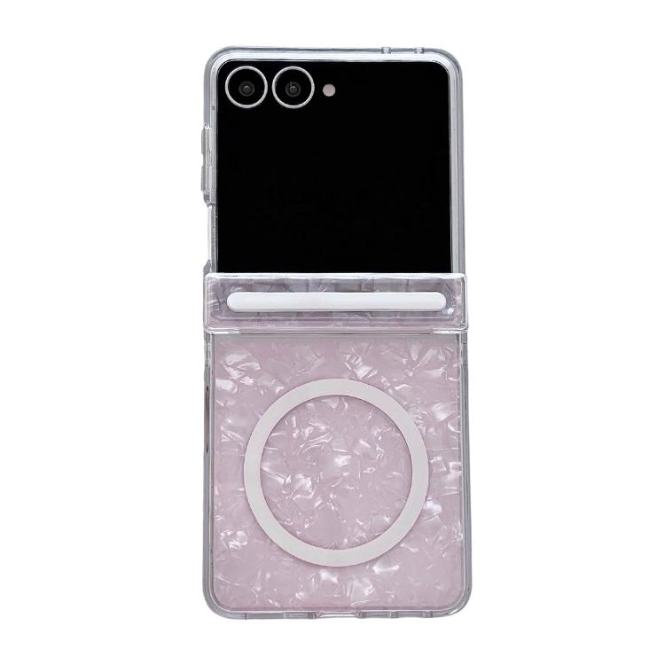 Custodia per telefono magnetica con texture a conchiglia perlata e fibbia laterale Axis perlata, For Galaxy Z Flip8 5G, For Galaxy Flip7 5G