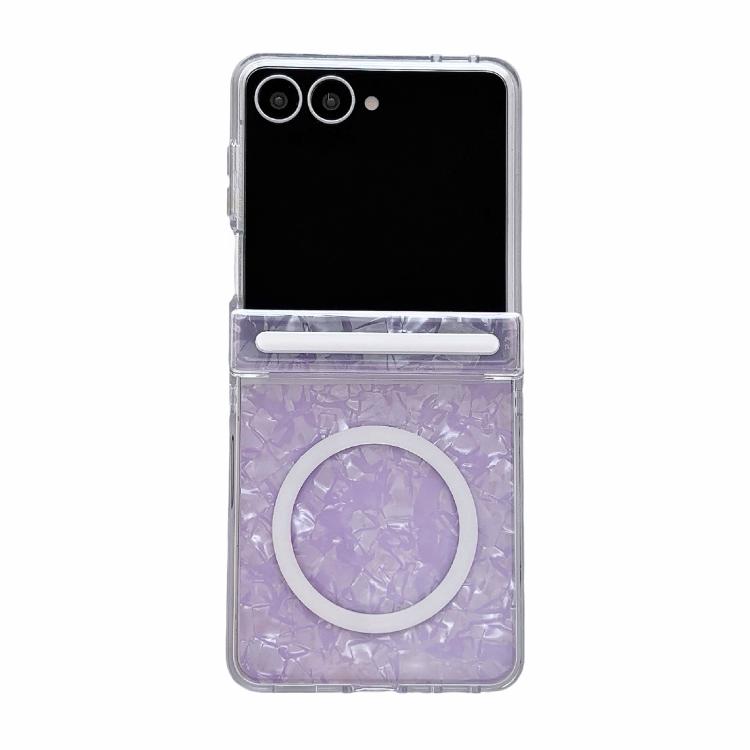 Custodia per telefono magnetica con texture a conchiglia perlata e fibbia laterale Axis perlata, For Galaxy Z Flip8 5G, For Galaxy Flip7 5G