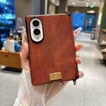 Custodia per telefono con targhetta personalizzata, chiusura laterale con fibbia magnetica e motivo Crazy Horse., For Galaxy Z Fold8 5G