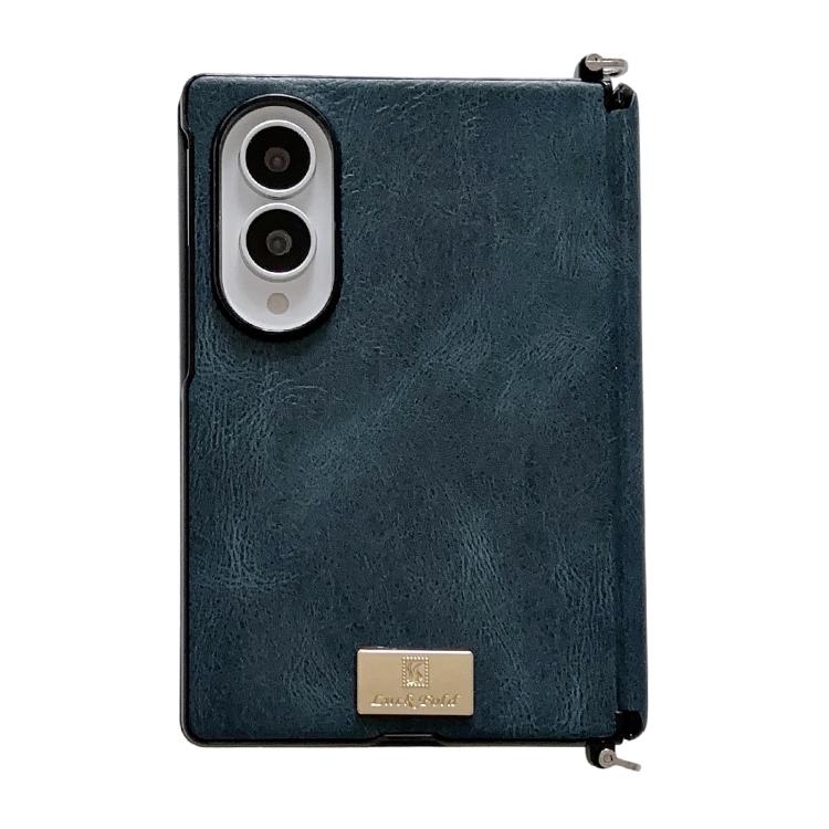 Custodia per telefono con targhetta personalizzata, chiusura laterale con fibbia magnetica e motivo Crazy Horse., For Galaxy Z Fold8 5G