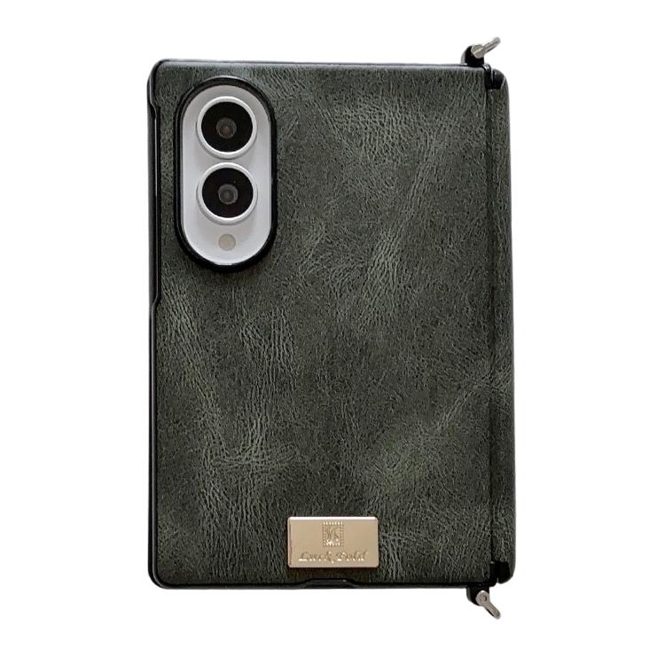Custodia per telefono con targhetta personalizzata, chiusura laterale con fibbia magnetica e motivo Crazy Horse., For Galaxy Z Fold8 5G