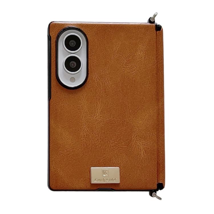 Custodia per telefono con targhetta personalizzata, chiusura laterale con fibbia magnetica e motivo Crazy Horse., For Galaxy Z Fold8 5G