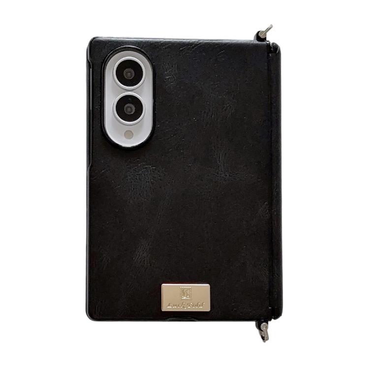 Custodia per telefono con targhetta personalizzata, chiusura laterale con fibbia magnetica e motivo Crazy Horse., For Galaxy Z Fold8 5G