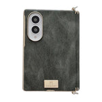 Custodia per telefono con targhetta personalizzata con motivo Crazy Horse e fibbia laterale galvanizzata e asse magnetico., For Galaxy Z Fold8 5G