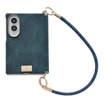 Custodia per telefono con targhetta personalizzata, motivo Crazy Horse, asse magnetico e fibbia laterale galvanizzata, con cinturino da polso., For Galaxy Z Fold8 5G