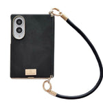 Custodia per telefono con targhetta personalizzata, motivo Crazy Horse, asse magnetico e fibbia laterale galvanizzata, con cinturino da polso., For Galaxy Z Fold8 5G