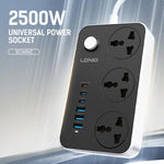 LDNIO SC3604C 2500W 6 x USB Ports 3 x AC Universal Power Socket, Cable Length: 2m, US Plug, EU Plug, UK Plug