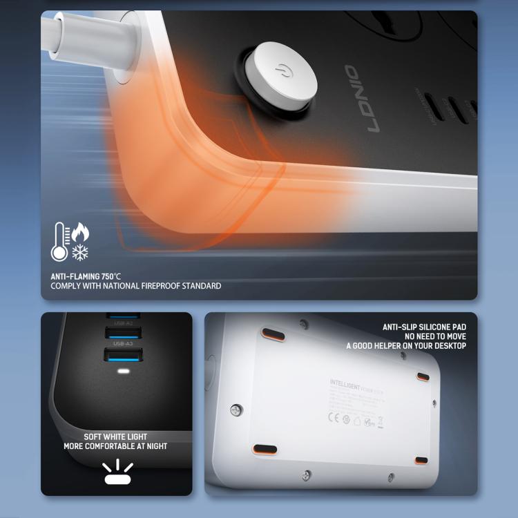 LDNIO SC3604C 2500W 6 x USB Ports 3 x AC Universal Power Socket, Cable Length: 2m, US Plug, EU Plug, UK Plug
