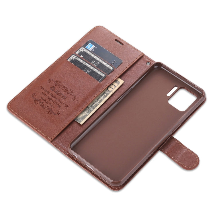 Custodia in pelle a conchiglia orizzontale con struttura in pelle di pecora AZNS con supporto, slot per carte e portafoglio, For OPPO F17 Pro / A93, For OPPO Realme 7 4G