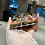 Custodia per telefono con targhetta testurizzata e asse centrale magnetico galvanizzato a forma di supercar, For Galaxy Z Fold8 5G