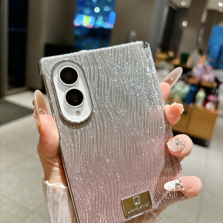 Custodia per telefono con targhetta personalizzata a gradiente magnetico ad asse centrale galvanizzato con effetto increspatura dell'acqua., For Galaxy Z Fold8 5G