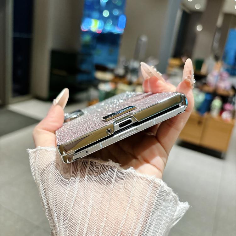 Custodia per telefono con targhetta personalizzata a gradiente magnetico ad asse centrale galvanizzato con effetto increspatura dell'acqua., For Galaxy Z Fold8 5G
