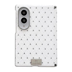 Custodia per telefono in ecopelle con targhetta galvanizzata, asse centrale magnetico e design a diamante., For Galaxy Z Fold8 5G