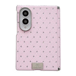 Custodia per telefono in ecopelle con targhetta galvanizzata, asse centrale magnetico e design a diamante., For Galaxy Z Fold8 5G