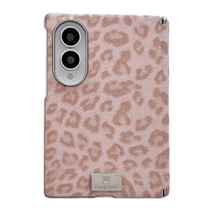 Targhetta con nome, asse centrale elettrolitico, custodia per telefono con stampa leopardata argento nebbia, magnete, argento, nebbia., For Galaxy Z Fold8 5G