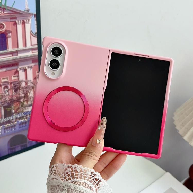 Custodia magnetica per telefono con sfumatura rosa effetto pelle e cinturino da polso fai-da-te, For Galaxy Z Fold8 5G, For Galaxy Z Fold8 Ultra 5G, For Galaxy Z Flip8 5G, For Galaxy Z Fold7 5G, For Galaxy Z Flip7 5G, For Galaxy Z Fold6 5G             ...