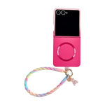 Custodia magnetica per telefono con sfumatura rosa effetto pelle e cinturino da polso fai-da-te, For Galaxy Z Fold8 5G, For Galaxy Z Fold8 Ultra 5G, For Galaxy Z Flip8 5G, For Galaxy Z Fold7 5G, For Galaxy Z Flip7 5G, For Galaxy Z Fold6 5G             ...