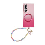 Custodia magnetica per telefono con sfumatura rosa effetto pelle e cinturino da polso fai-da-te, For Galaxy Z Fold8 5G, For Galaxy Z Fold8 Ultra 5G, For Galaxy Z Flip8 5G, For Galaxy Z Fold7 5G, For Galaxy Z Flip7 5G, For Galaxy Z Fold6 5G             ...