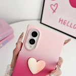Custodia per telefono fai-da-te a forma di cuore con cinturino da polso, effetto sfumato rosa rosa, con texture effetto pelle., For Galaxy Z Fold8 5G, For Galaxy Z Fold8 Ultra 5G, For Galaxy Z Flip8 5G, For Galaxy Z Fold7 5G, For Galaxy Z Flip7 5G     ...