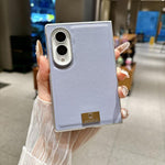 Custodia per telefono Morandi in similpelle tinta unita con bordo argentato e targhetta personalizzata., For Galaxy Z Fold8 5G