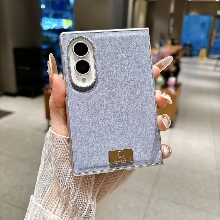Custodia per telefono Morandi in similpelle tinta unita con bordo argentato e targhetta personalizzata., For Galaxy Z Fold8 5G