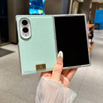 Custodia per telefono Morandi in similpelle tinta unita con bordo argentato e targhetta personalizzata., For Galaxy Z Fold8 5G