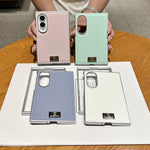 Custodia per telefono Morandi in similpelle tinta unita con bordo argentato e targhetta personalizzata., For Galaxy Z Fold8 5G
