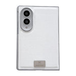 Custodia per telefono Morandi in similpelle tinta unita con bordo argentato e targhetta personalizzata., For Galaxy Z Fold8 5G