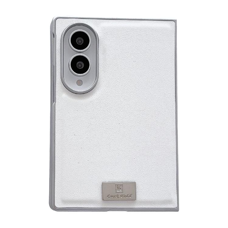 Custodia per telefono Morandi in similpelle tinta unita con bordo argentato e targhetta personalizzata., For Galaxy Z Fold8 5G