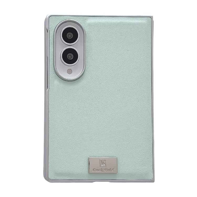 Custodia per telefono Morandi in similpelle tinta unita con bordo argentato e targhetta personalizzata., For Galaxy Z Fold8 5G