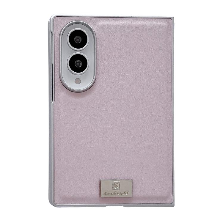 Custodia per telefono Morandi in similpelle tinta unita con bordo argentato e targhetta personalizzata., For Galaxy Z Fold8 5G
