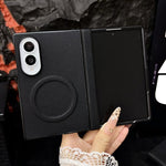 Custodia per telefono in pelle con texture litchi e albero pieghevole magnetico., For Galaxy Z Fold8 5G