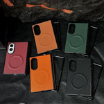 Custodia per telefono in pelle con texture litchi e albero pieghevole magnetico., For Galaxy Z Fold8 5G