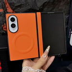 Custodia per telefono in pelle con texture litchi e albero pieghevole magnetico., For Galaxy Z Fold8 5G