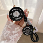 Custodia per auricolari AirPods 4 a forma di manubrio 3D per fitness., Only Case, with Charm and Lanyard Set