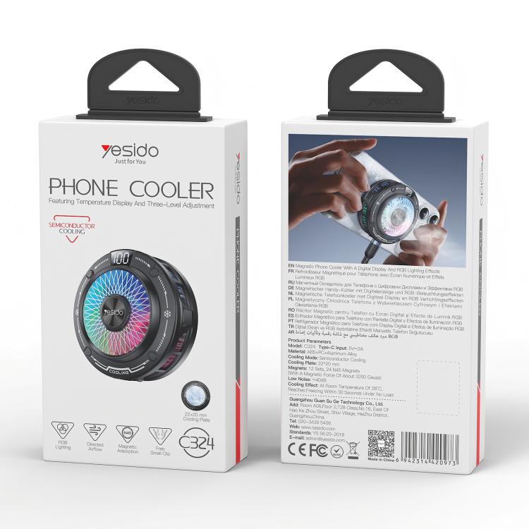 Dissipatore per cellulari a semiconduttore Yesido C324 con illuminazione RGB colorata, C324