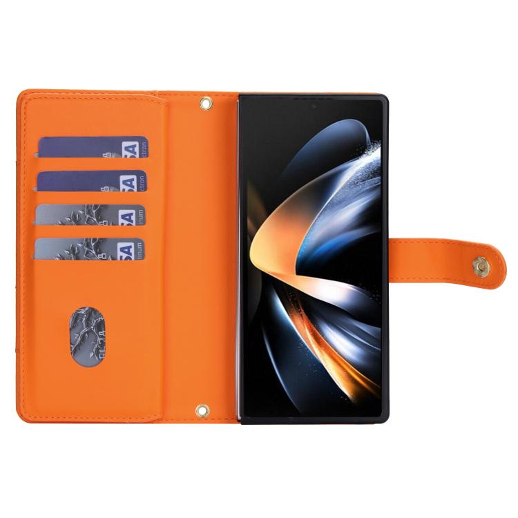 Portafoglio con cerniera, custodia per telefono in ecopelle romboidale con scomparto per penna., For Galaxy Z Fold4, For Galaxy Z Fold3 5G