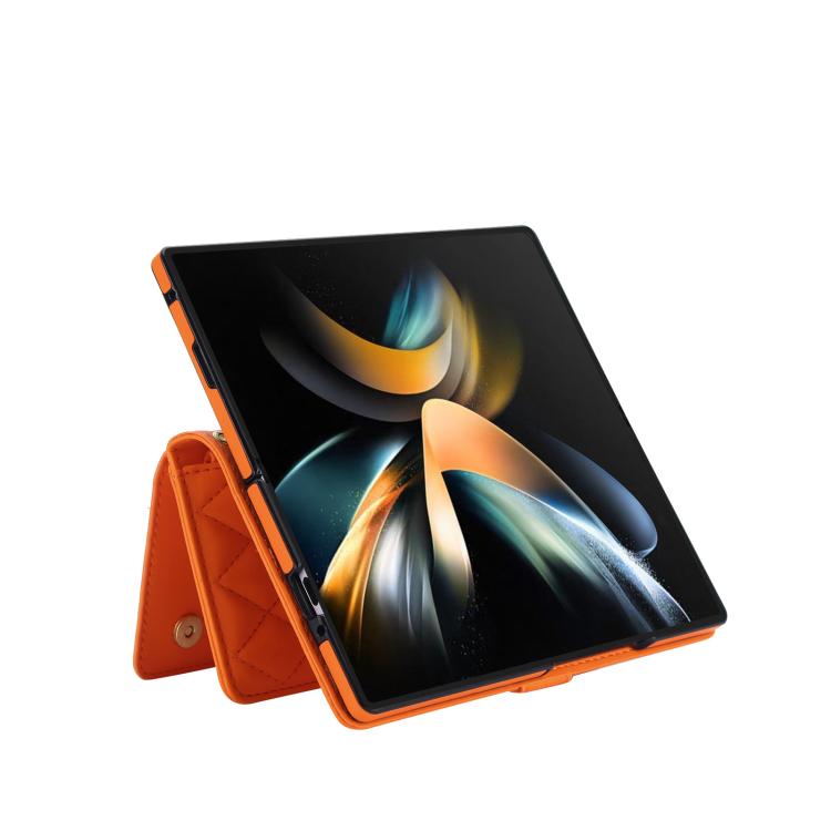 Portafoglio con cerniera, custodia per telefono in ecopelle romboidale con scomparto per penna., For Galaxy Z Fold4, For Galaxy Z Fold3 5G