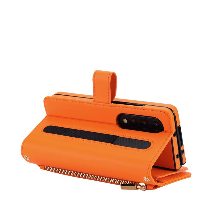 Portafoglio con cerniera, custodia per telefono in ecopelle romboidale con scomparto per penna., For Galaxy Z Fold4, For Galaxy Z Fold3 5G