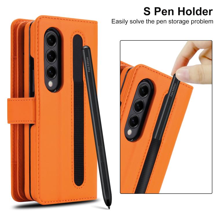 Portafoglio con cerniera, custodia per telefono in ecopelle romboidale con scomparto per penna., For Galaxy Z Fold4, For Galaxy Z Fold3 5G