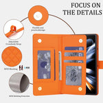 Portafoglio con cerniera, custodia per telefono in ecopelle romboidale con scomparto per penna., For Galaxy Z Fold4, For Galaxy Z Fold3 5G