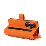 Portafoglio con cerniera, custodia per telefono in ecopelle romboidale con scomparto per penna., For Galaxy Z Fold8 Ultra 5G, For Galaxy Z Fold7 5G, For Galaxy Z Fold6, For Galaxy Z Fold5