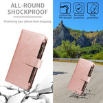 P03 Custodia per telefono in similpelle di vitello con 9 scomparti per carte, chiusura a cerniera e cinturino da polso, For iPhone 18 Pro / 17 Pro, For iPhone 18 Pro Max / 17 Pro Max, For iPhone 16e / 17e, For iPhone 17
