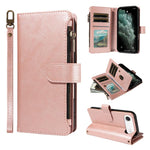 P03 Custodia per telefono in similpelle di vitello con 9 scomparti per carte, chiusura a cerniera e cinturino da polso, For iPhone Air, For iPhone 16 Pro Max, For iPhone 16 Pro, For iPhone 16 Plus