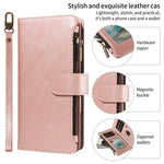 P03 Custodia per telefono in similpelle di vitello con 9 scomparti per carte, chiusura a cerniera e cinturino da polso, For iPhone Air, For iPhone 16 Pro Max, For iPhone 16 Pro, For iPhone 16 Plus