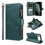 P03 Custodia per telefono in similpelle di vitello con 9 scomparti per carte, chiusura a cerniera e cinturino da polso, For iPhone Air, For iPhone 16 Pro Max, For iPhone 16 Pro, For iPhone 16 Plus
