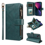 P03 Custodia per telefono in similpelle di vitello con 9 scomparti per carte, chiusura a cerniera e cinturino da polso, For iPhone 18 Pro / 17 Pro, For iPhone 18 Pro Max / 17 Pro Max, For iPhone 16e / 17e, For iPhone 17