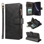 P03 Custodia per telefono in similpelle di vitello con 9 scomparti per carte, chiusura a cerniera e cinturino da polso, For iPhone XR, For iPhone XS Max, For iPhone 6 Plus / 7 Plus / 8 Plus